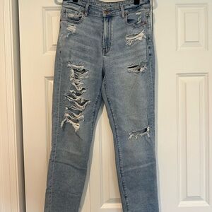 American Eagle Outfitters Women's Light Blue Distressed Jeans